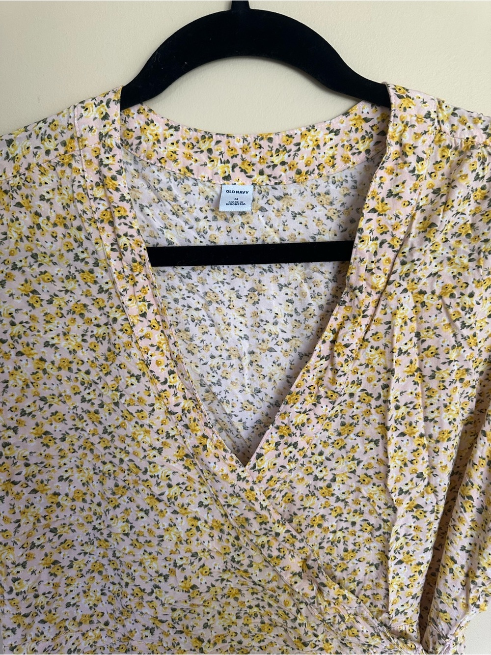 Old Navy Pale Yellow and Pink Floral Wrap Dress